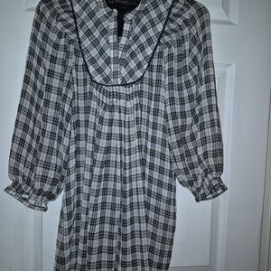 Zara Black and White Checkered Blouse